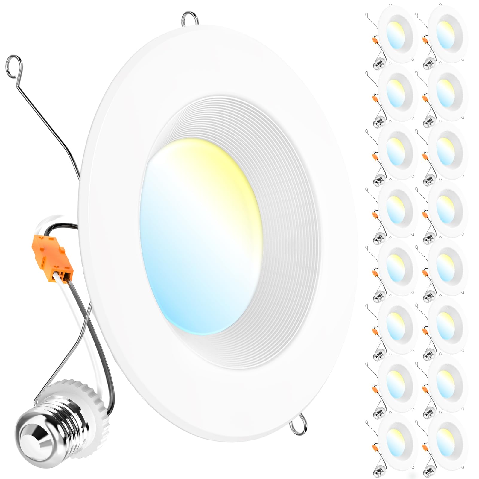 AD 1023 W27 ダウンライト 16個セット Sunco 16 Pack 6 Inch Retrofit LED Recessed Lights, 5CCT, 13W=100W